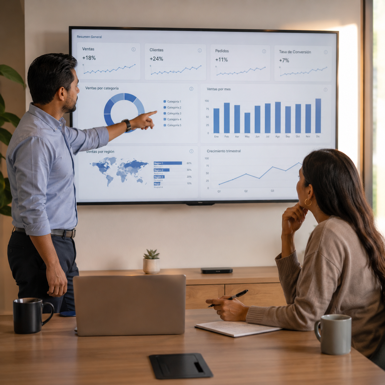 Equipo Dostics en análisis de datos de negocio