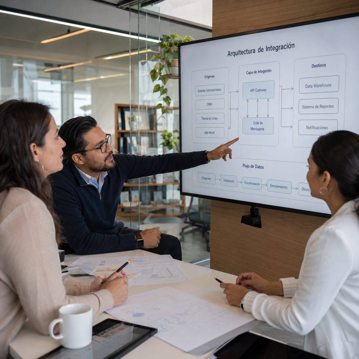 Equipo Dostics en sesión de arquitectura de software